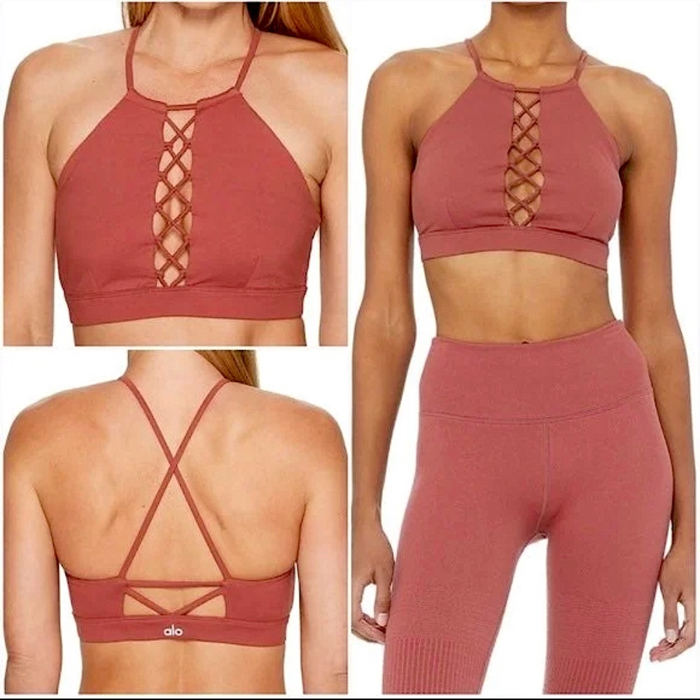 Alo Starlet Caged Wild Strappy Lace Up Sport Bra